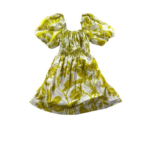 Anthropologie Maeve Feliciana Tropical Print Mini Dress XS Puff Sleeve Smocked - Picture 3 of 14